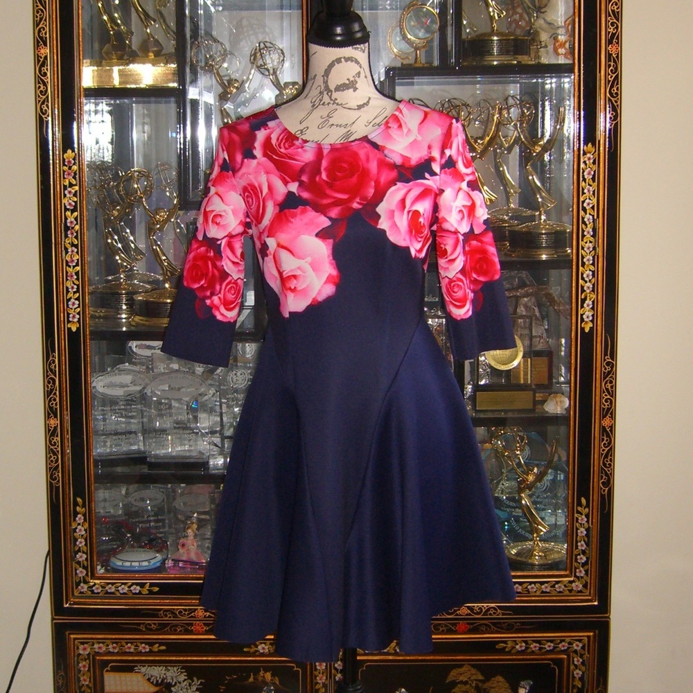 GINGER FIZZ FLORAL PRINT SCUBA DRESS US6 UK10